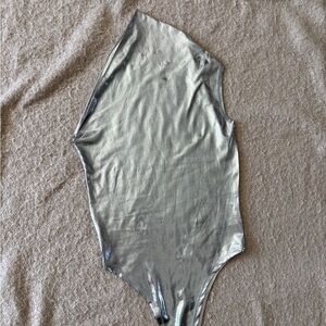 Metallic Silver One-Piece Swimsuit